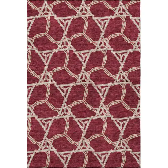 Burgundy And Gray Geometric Washable Area Rug With UV Protection Photo 3