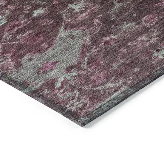 Burgundy And Gray Medallion Washable Indoor Outdoor Area Rug Photo 5