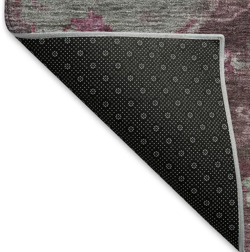 Burgundy And Gray Medallion Washable Indoor Outdoor Area Rug Photo 4