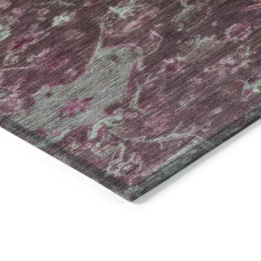 Burgundy And Gray Medallion Washable Indoor Outdoor Area Rug Photo 6