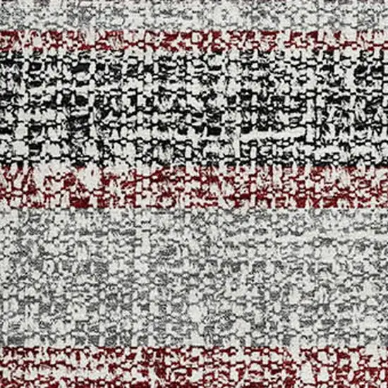 Burgundy And Gray Striped Washable Area Rug With UV Protection Photo 3