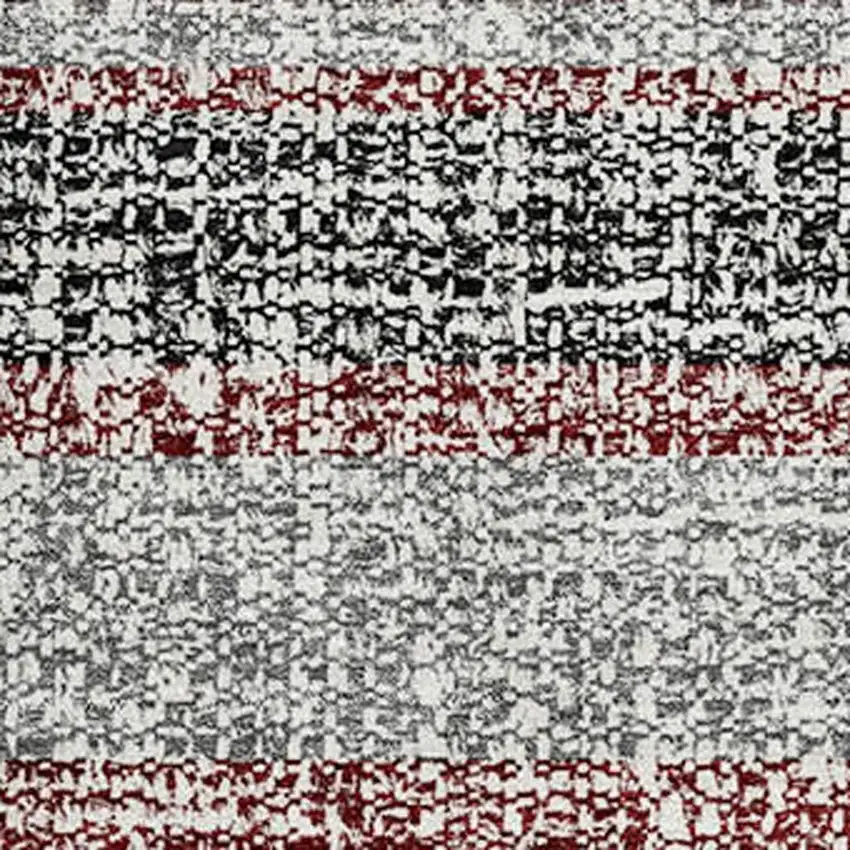 Burgundy And Gray Striped Washable Area Rug With UV Protection Photo 4