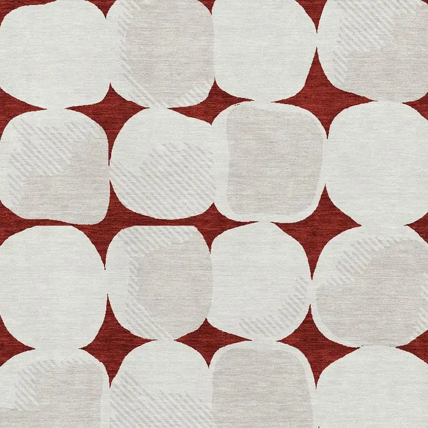 Burgundy And Ivory Abstract Geometric Washable Area Rug With UV Protection Photo 3