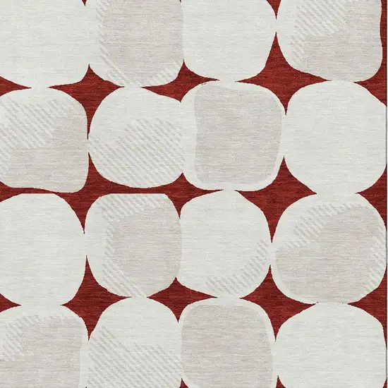 Burgundy And Ivory Abstract Geometric Washable Area Rug With UV Protection Photo 3