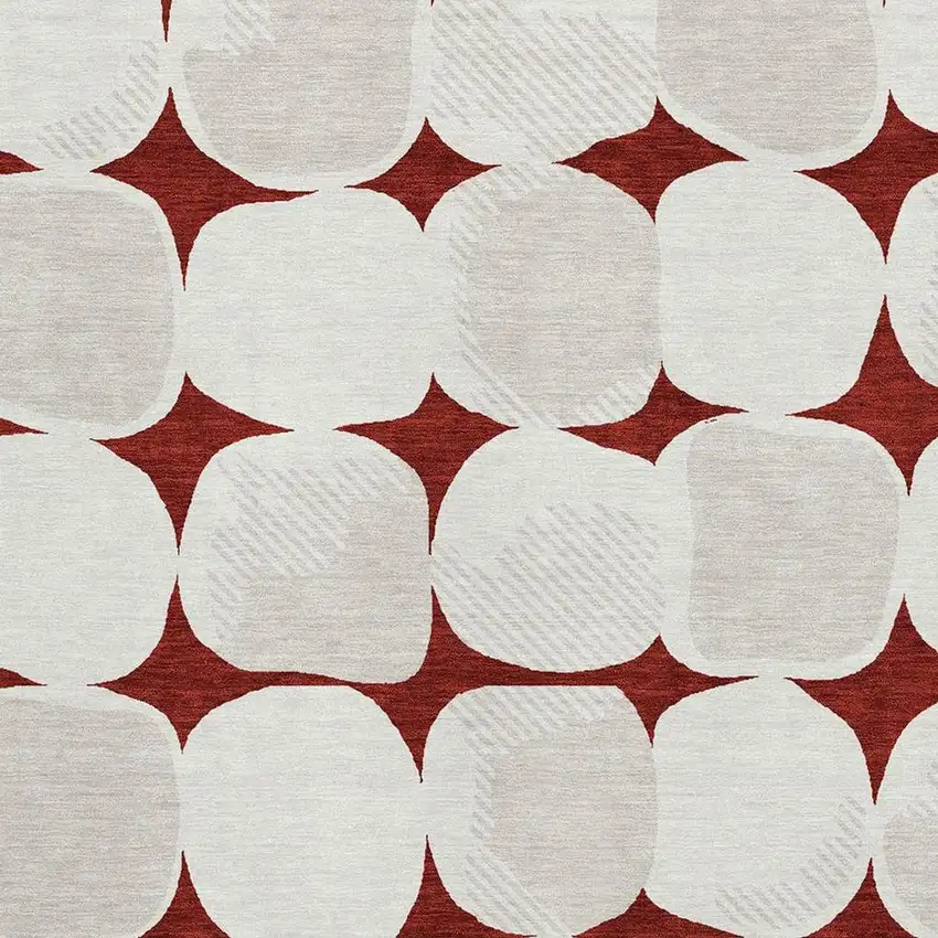 Burgundy And Ivory Abstract Geometric Washable Area Rug With UV Protection Photo 3