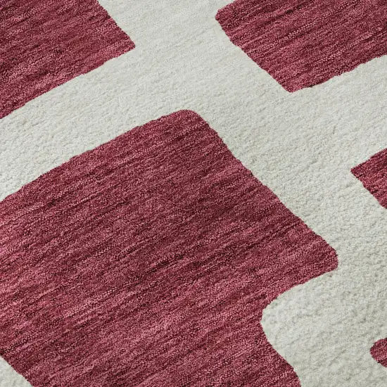 Burgundy And Ivory Abstract Geometric Washable Area Rug With UV Protection Photo 9