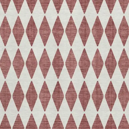 Burgundy And Ivory Diamond Washable Area Rug With UV Protection Photo 3
