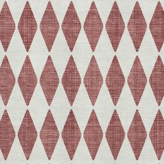 Burgundy And Ivory Diamond Washable Area Rug With UV Protection Photo 2