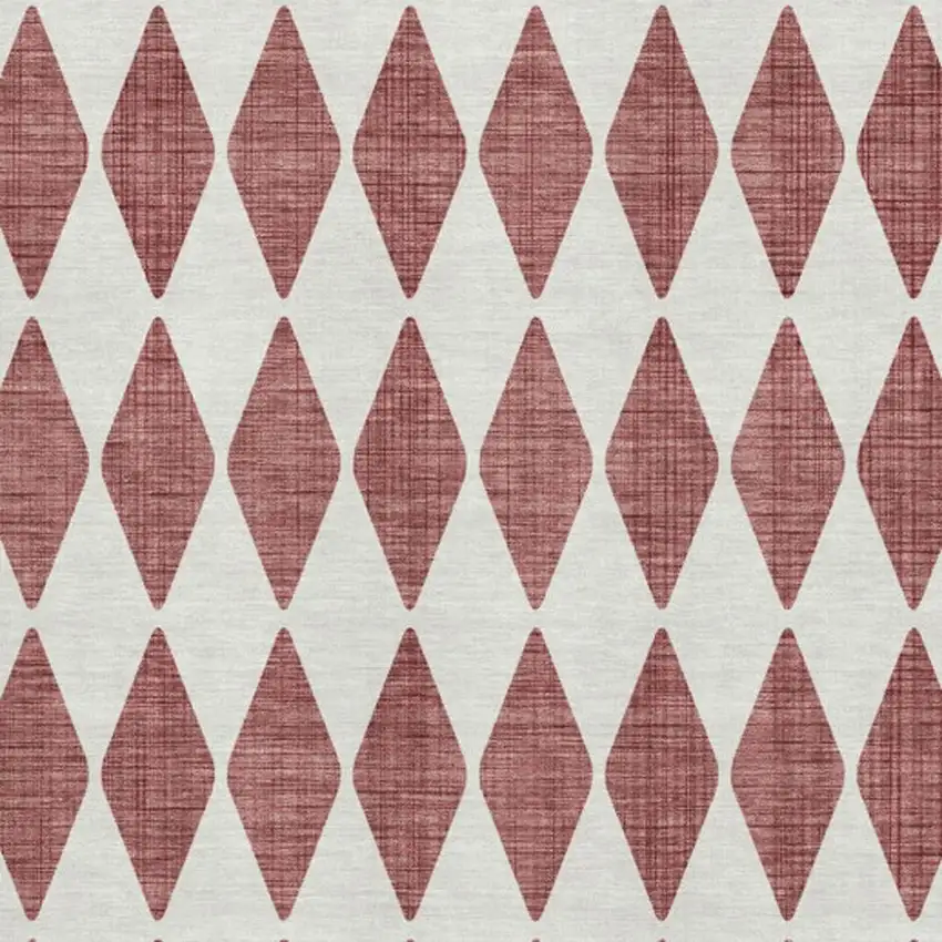 Burgundy And Ivory Diamond Washable Area Rug With UV Protection Photo 2