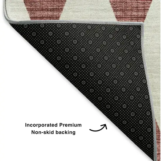 Burgundy And Ivory Diamond Washable Area Rug With UV Protection Photo 6