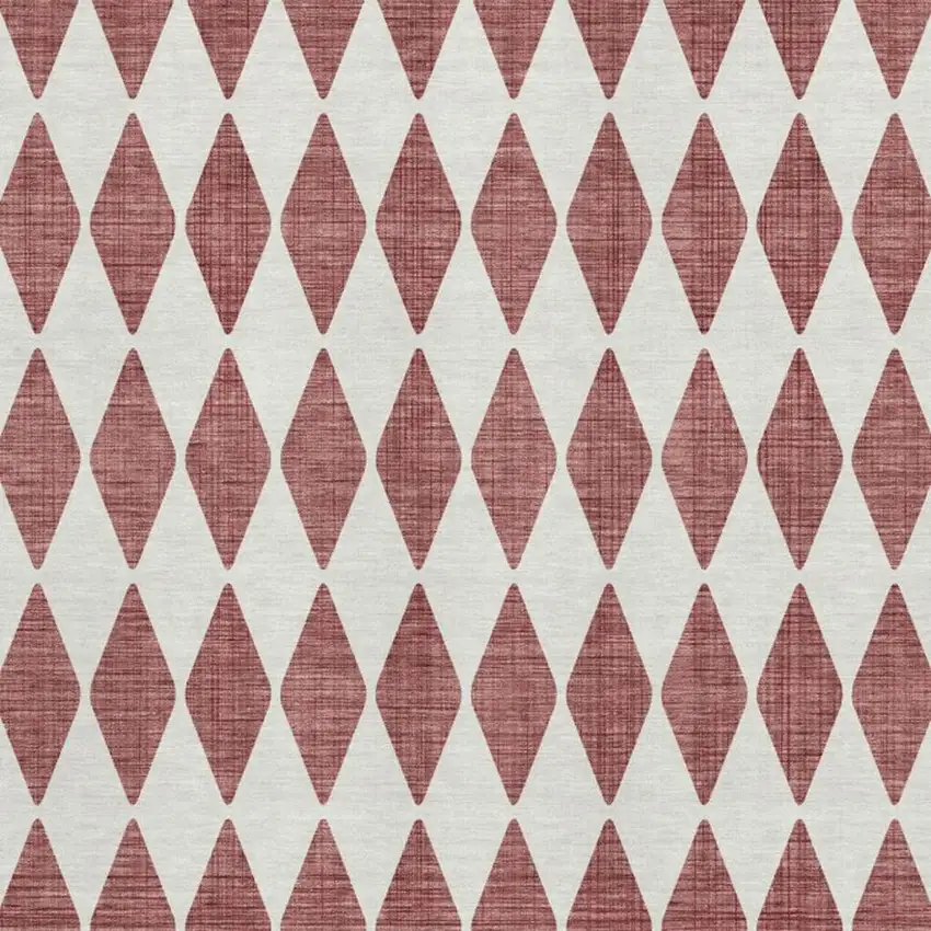 Burgundy And Ivory Diamond Washable Area Rug With UV Protection Photo 3