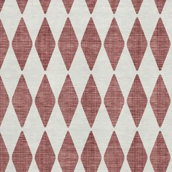 Burgundy And Ivory Diamond Washable Area Rug With UV Protection Photo 2