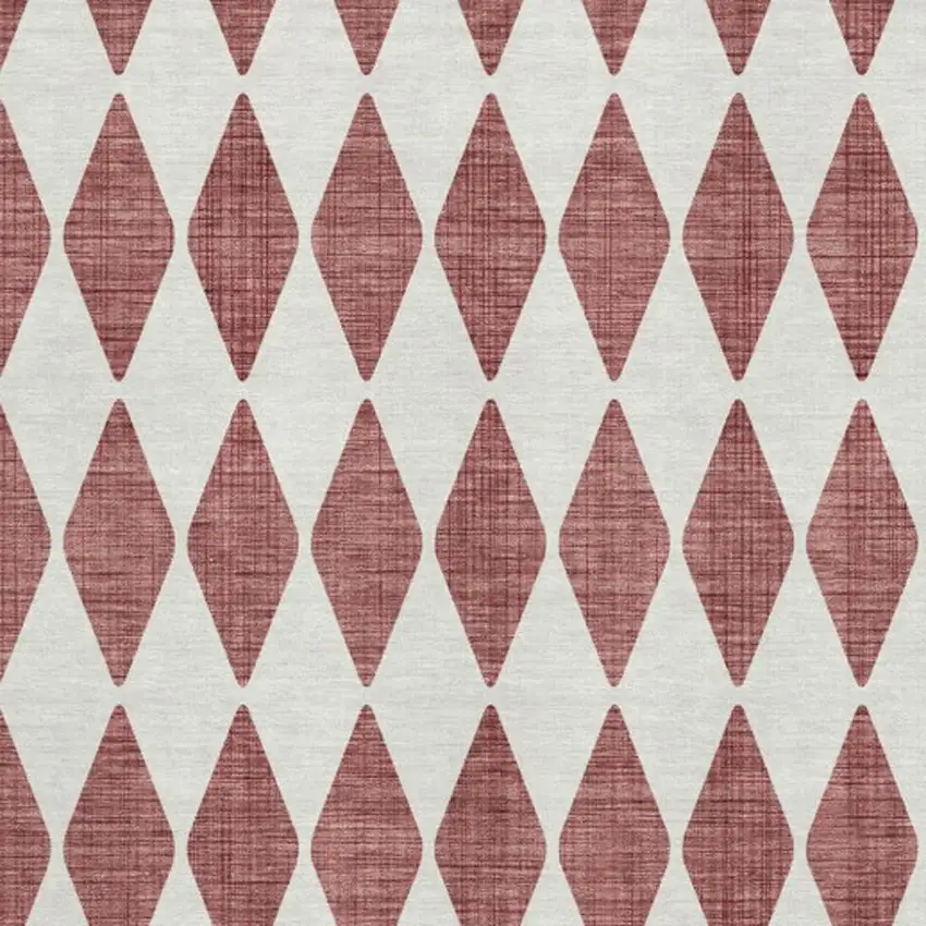 Burgundy And Ivory Diamond Washable Area Rug With UV Protection Photo 2