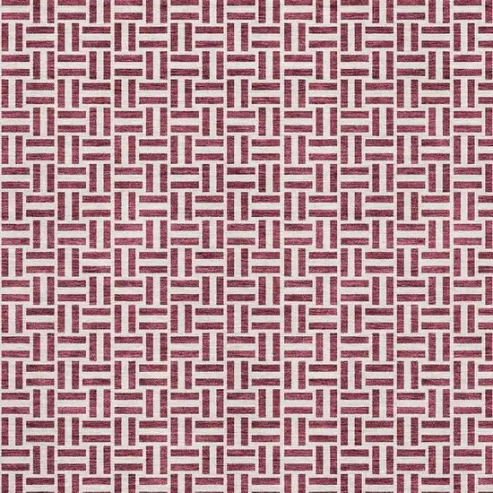 Burgundy And Ivory Geometric Washable Area Rug With UV Protection Photo 3