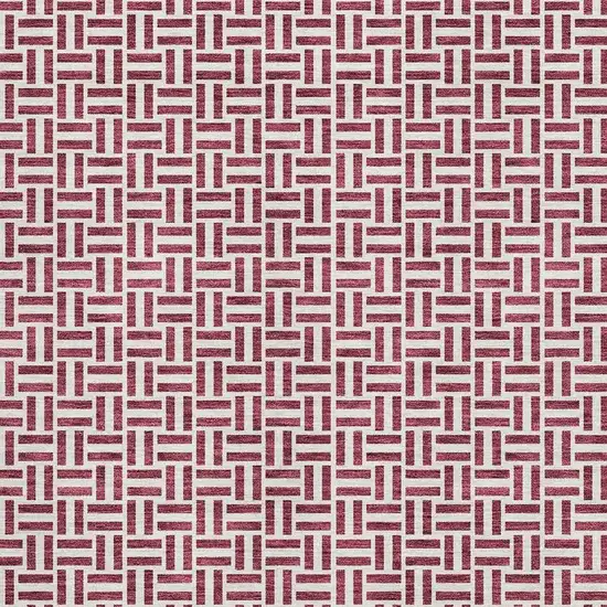 Burgundy And Ivory Geometric Washable Area Rug With UV Protection Photo 3