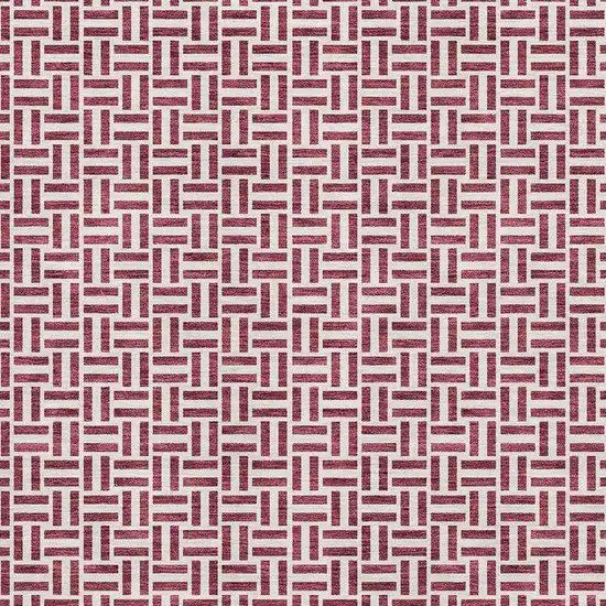 Burgundy And Ivory Geometric Washable Area Rug With UV Protection Photo 3