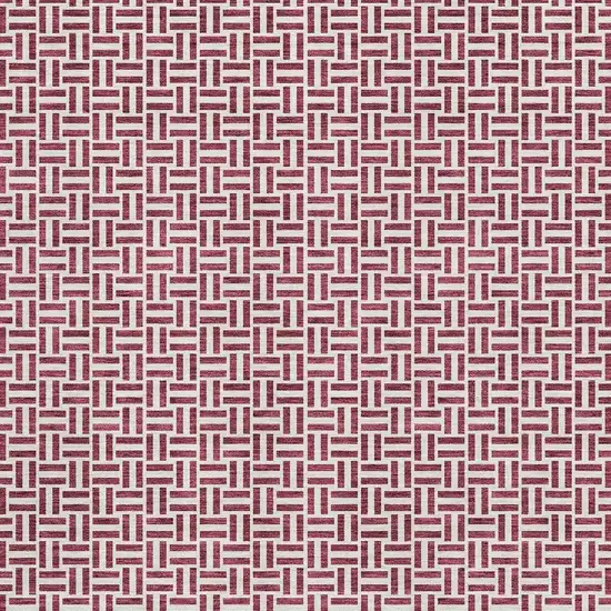 Burgundy And Ivory Geometric Washable Area Rug With UV Protection Photo 4