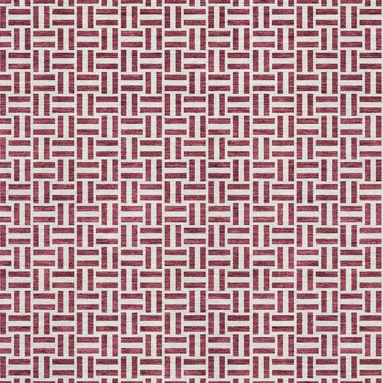 Burgundy And Ivory Geometric Washable Area Rug With UV Protection Photo 3