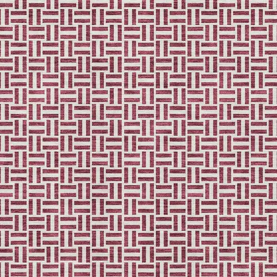 Burgundy And Ivory Geometric Washable Area Rug With UV Protection Photo 3
