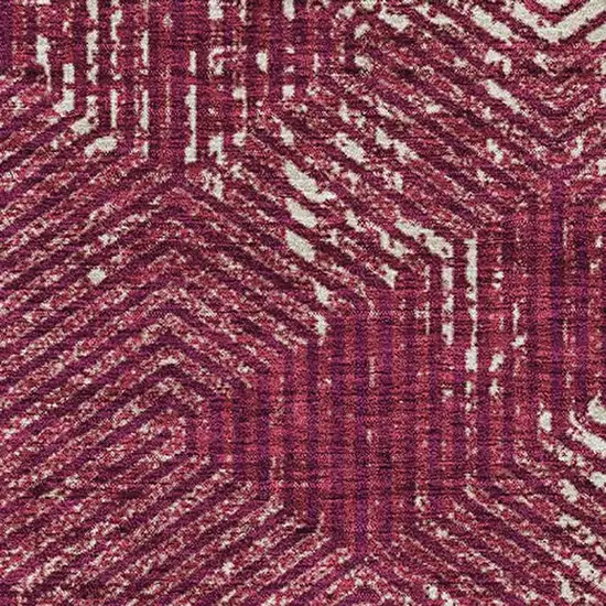 Burgundy And Ivory Geometric Washable Area Rug With UV Protection Photo 3