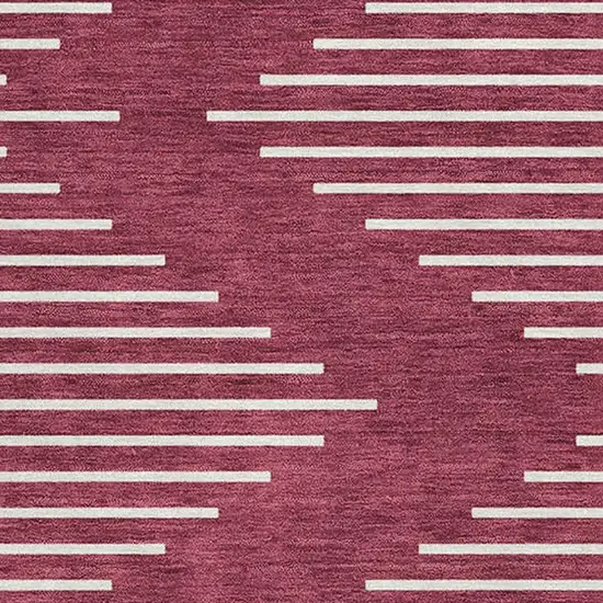 Burgundy And Ivory Geometric Washable Area Rug With UV Protection Photo 2