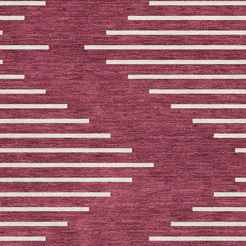 Burgundy And Ivory Geometric Washable Area Rug With UV Protection Photo 2