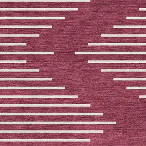 Photo of Burgundy And Ivory Geometric Washable Area Rug With UV Protection
