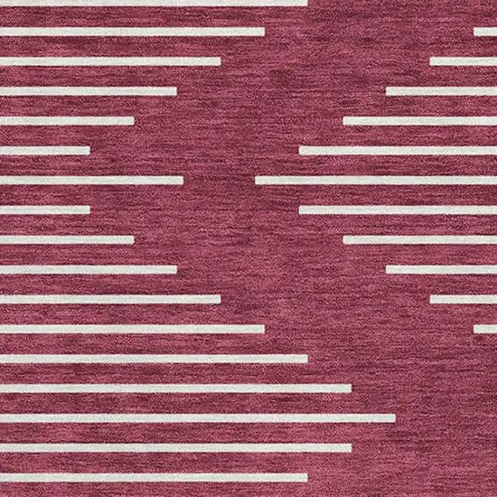 Burgundy And Ivory Geometric Washable Area Rug With UV Protection Photo 2