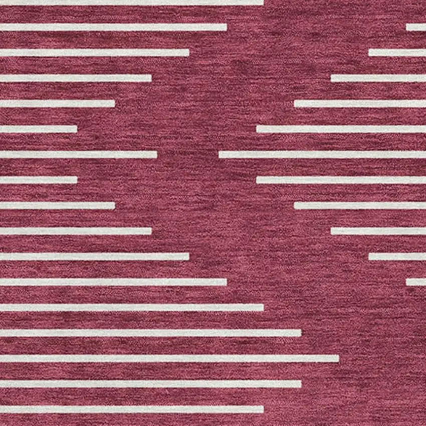 Burgundy And Ivory Geometric Washable Area Rug With UV Protection Photo 2