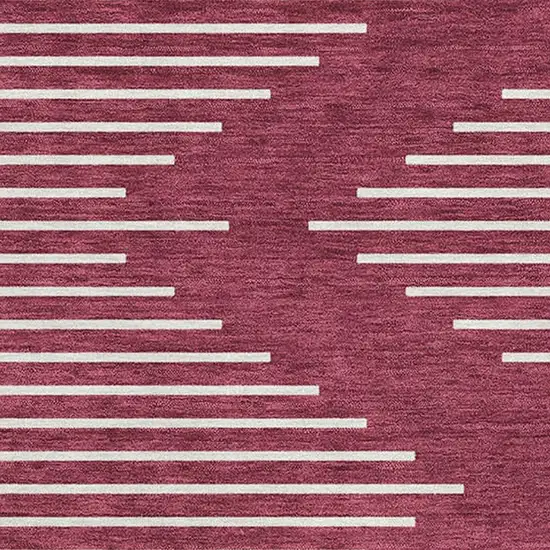 Burgundy And Ivory Geometric Washable Area Rug With UV Protection Photo 2