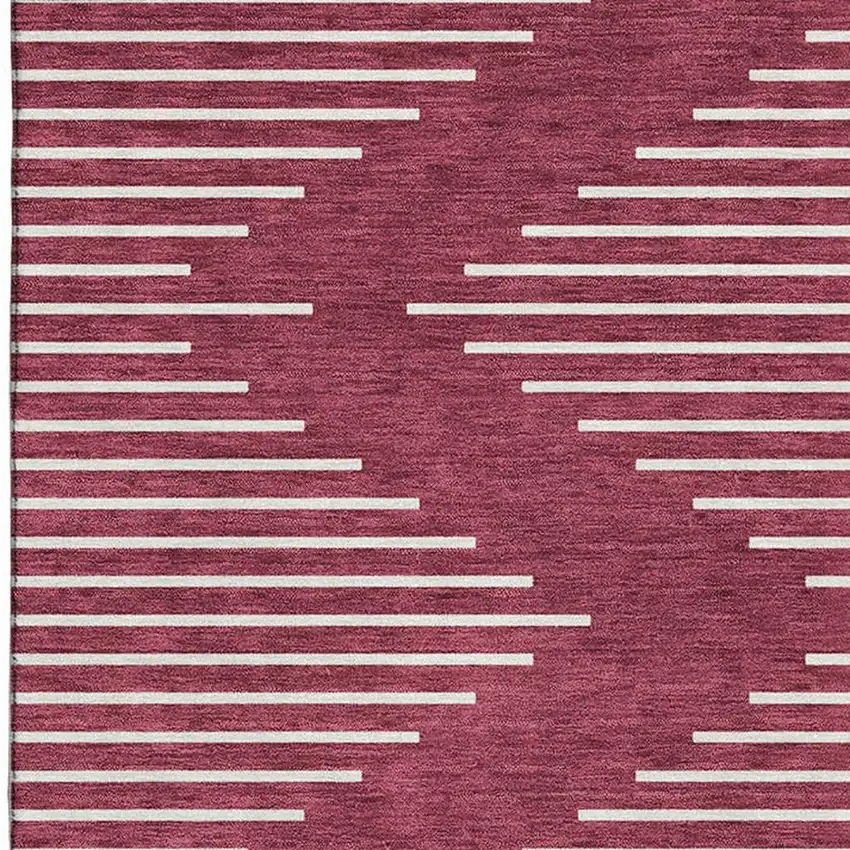 Burgundy And Ivory Geometric Washable Area Rug With UV Protection Photo 3