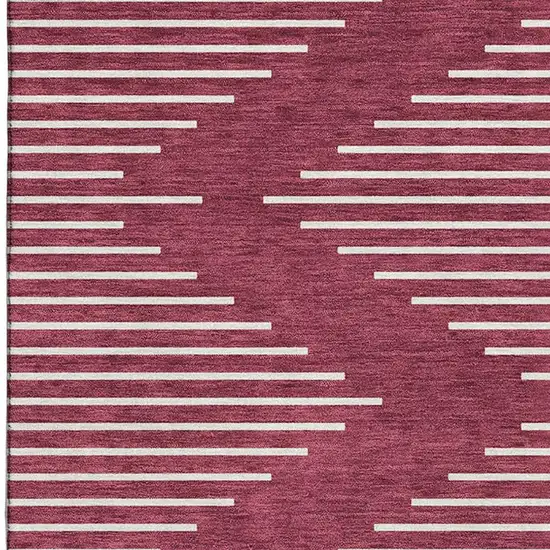 Burgundy And Ivory Geometric Washable Area Rug With UV Protection Photo 3