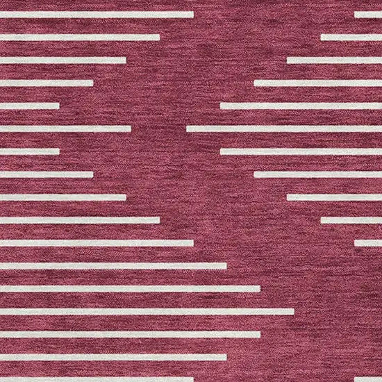 Burgundy And Ivory Geometric Washable Area Rug With UV Protection Photo 2