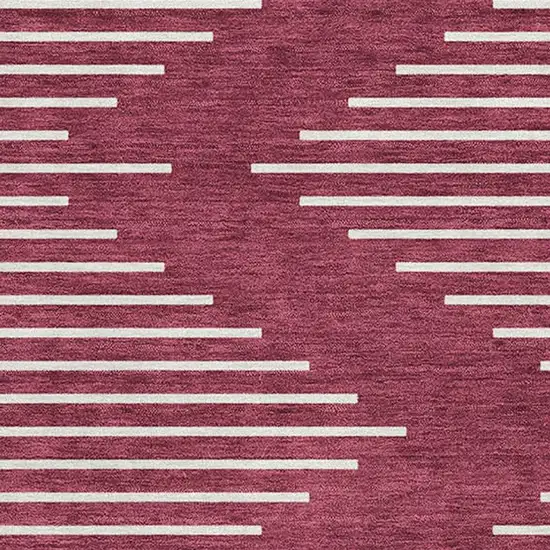 Burgundy And Ivory Geometric Washable Area Rug With UV Protection Photo 2