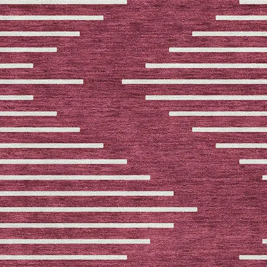 Burgundy And Ivory Geometric Washable Area Rug With UV Protection Photo 2