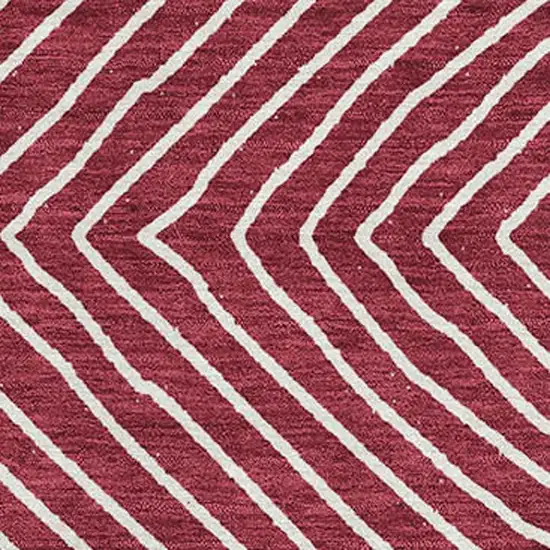 Burgundy And Ivory Geometric Washable Area Rug With UV Protection Photo 2