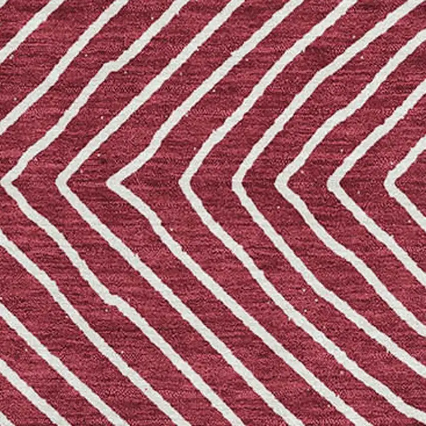 Burgundy And Ivory Geometric Washable Area Rug With UV Protection Photo 2