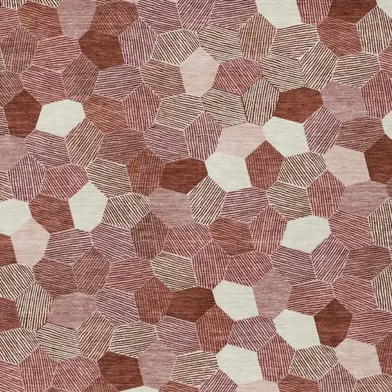 Burgundy And Ivory Geometric Washable Indoor Outdoor Area Rug Photo 2