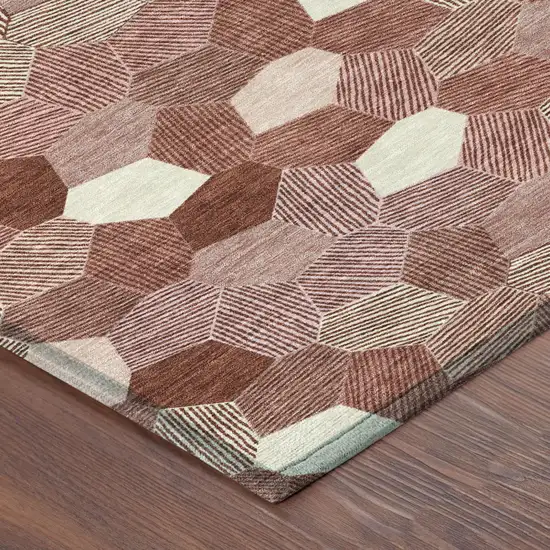 Burgundy And Ivory Geometric Washable Indoor Outdoor Area Rug Photo 4