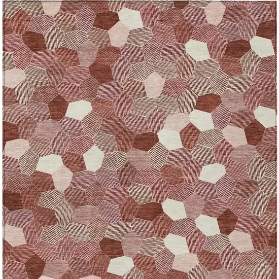 Burgundy And Ivory Geometric Washable Indoor Outdoor Area Rug Photo 3