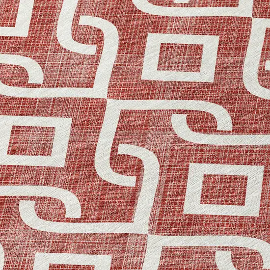Burgundy And Ivory Geometric Washable Indoor Outdoor Area Rug Photo 5