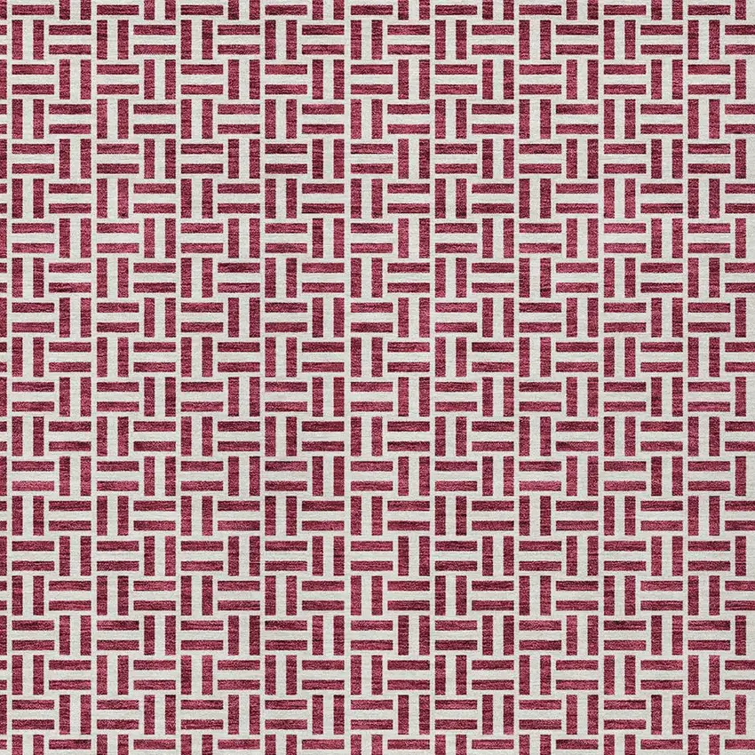 Burgundy And Ivory Geometric Washable Indoor Outdoor Area Rug Photo 7