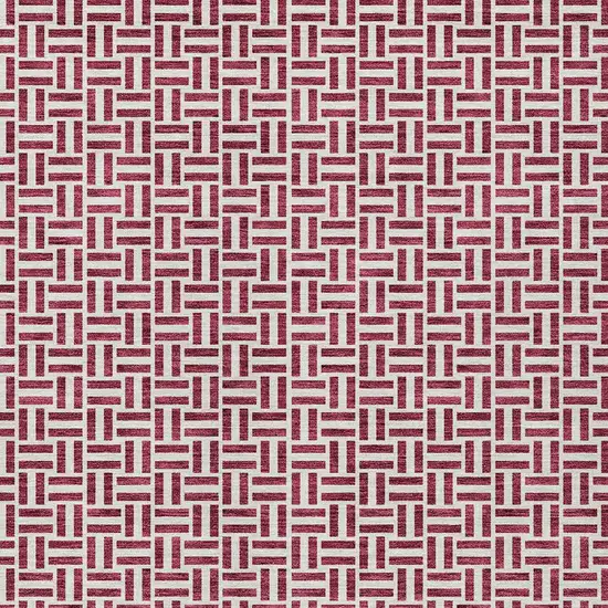 Burgundy And Ivory Geometric Washable Indoor Outdoor Area Rug Photo 7