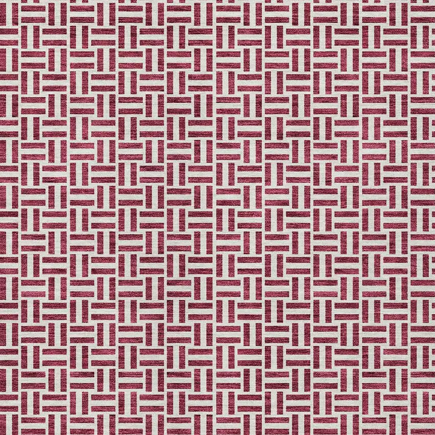 Burgundy And Ivory Geometric Washable Indoor Outdoor Area Rug Photo 7