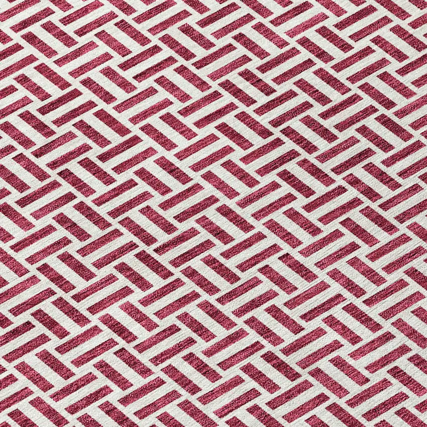 Burgundy And Ivory Geometric Washable Indoor Outdoor Area Rug Photo 6