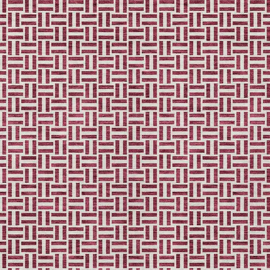 Burgundy And Ivory Geometric Washable Indoor Outdoor Area Rug Photo 7