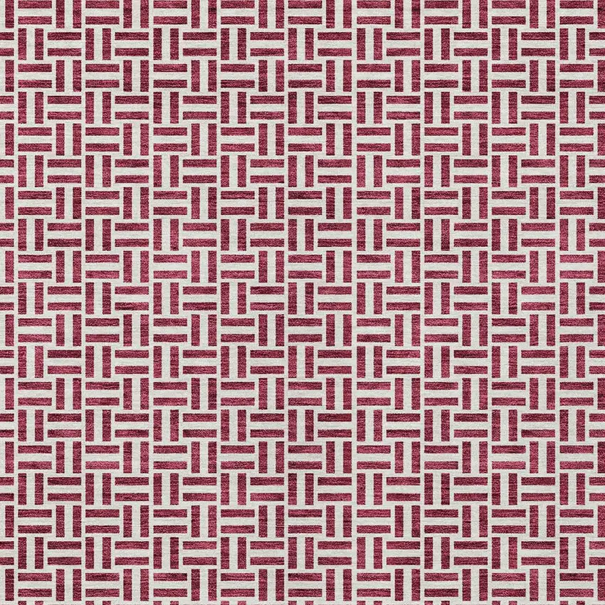 Burgundy And Ivory Geometric Washable Indoor Outdoor Area Rug Photo 7