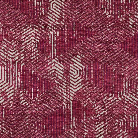 Burgundy And Ivory Geometric Washable Indoor Outdoor Area Rug Photo 6