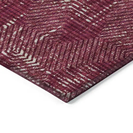 Burgundy And Ivory Geometric Washable Indoor Outdoor Area Rug Photo 4