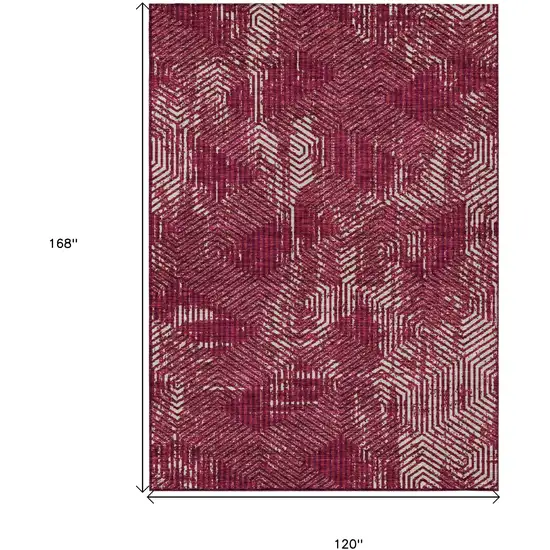 Burgundy And Ivory Geometric Washable Indoor Outdoor Area Rug Photo 3